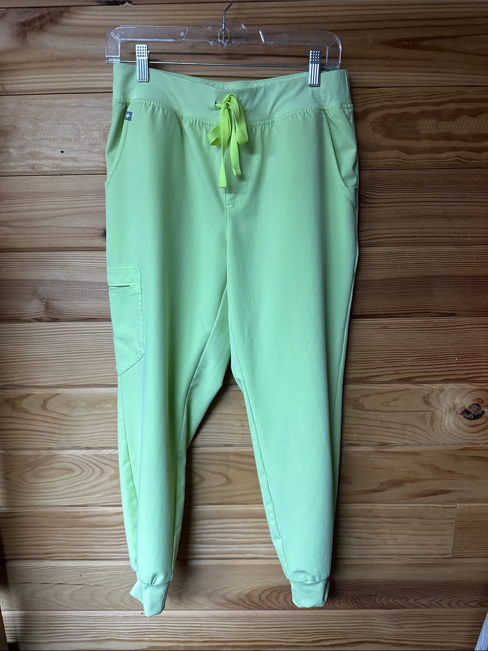 Figs Women's Neon Lime Jogger Scrub Pants with Drawstring Size M/P